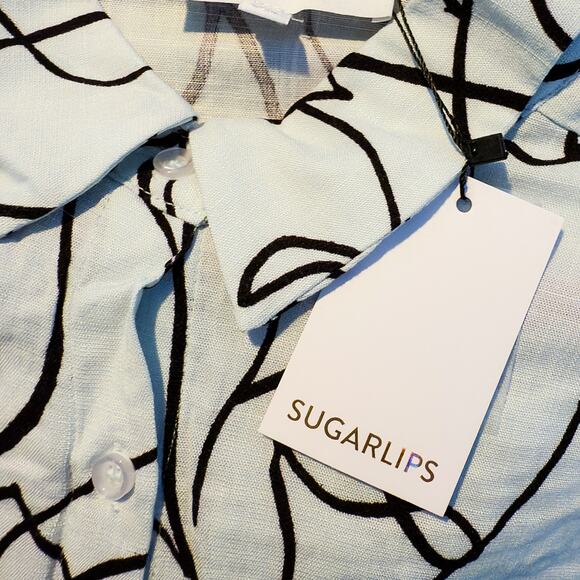 Sugarlips Dalton Boyfriend Button Down Shirt Pale Blue Women's Medium New NWT - Picture 3 of 8